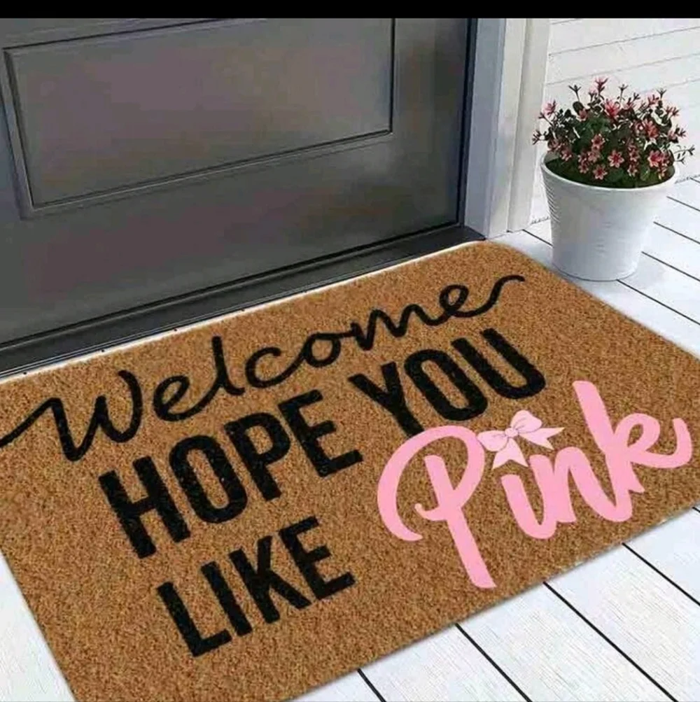 Welcome Doormat - Black and Pink LARGE